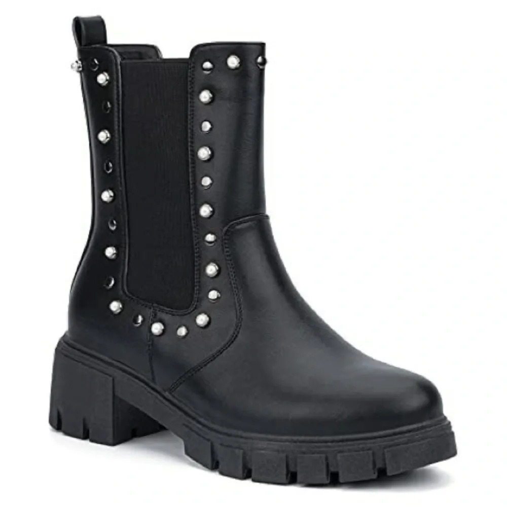 Olivia Miller Womens Samantha Studded Ankle Boots Black Size 7